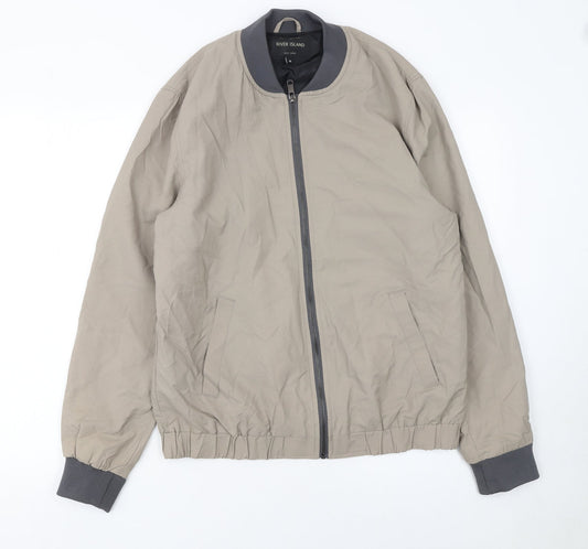Mens UK Size M River Island Beige Bomber Jacket