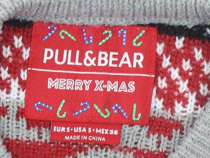 Mens UK Size S Pull&Bear Grey Pullover Jumper