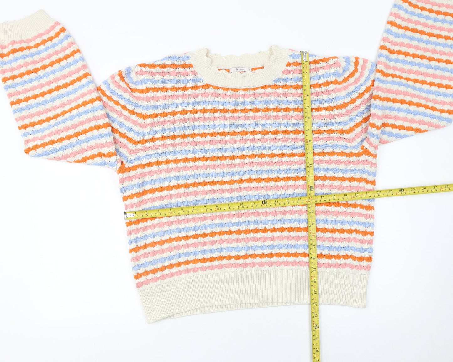 Tu Women’s Multicoloured Striped Knit Jumper Size 20 Crew Neck