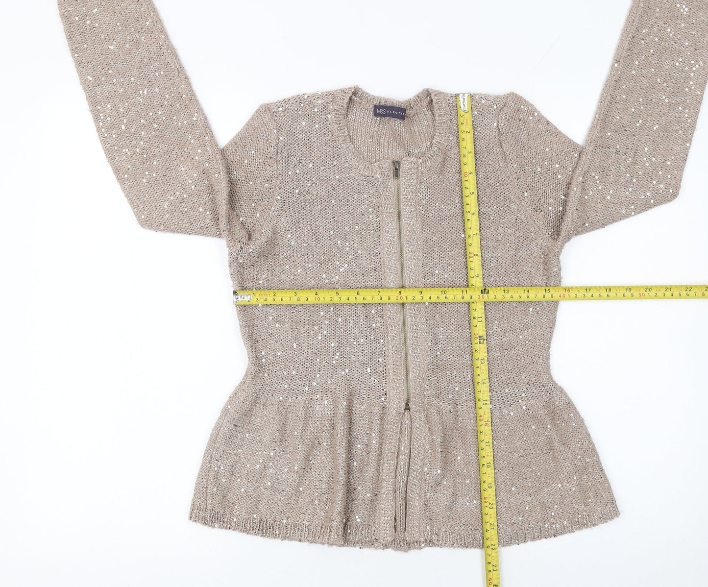 Womens UK Size 12 Marks and Spencer Beige Cardigan Jumper