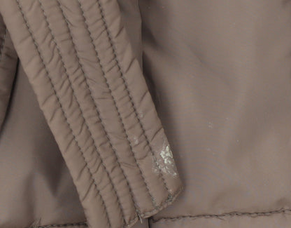 Go.G.G Women Brown Belted Puffer Coat M Mid-Length Quilted Winter Jacket