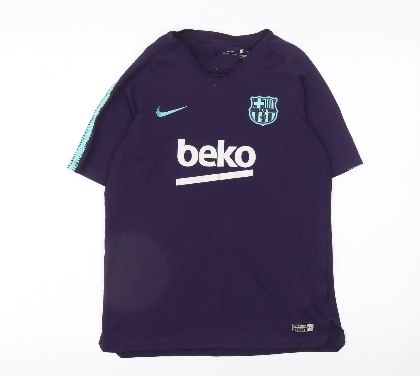 Nike Boys Purple FC Barcelona Dri-FIT Football Training T-Shirt XL 13-15 Years