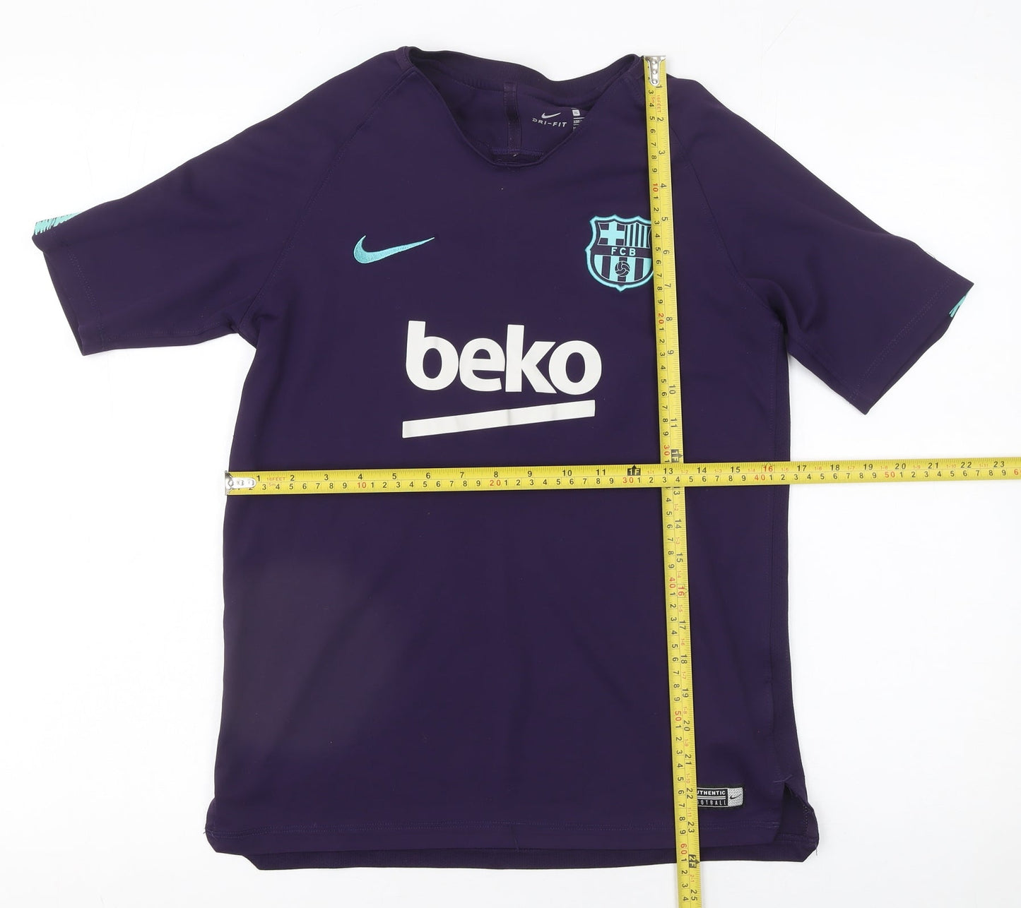 Nike Boys Purple FC Barcelona Dri-FIT Football Training T-Shirt XL 13-15 Years