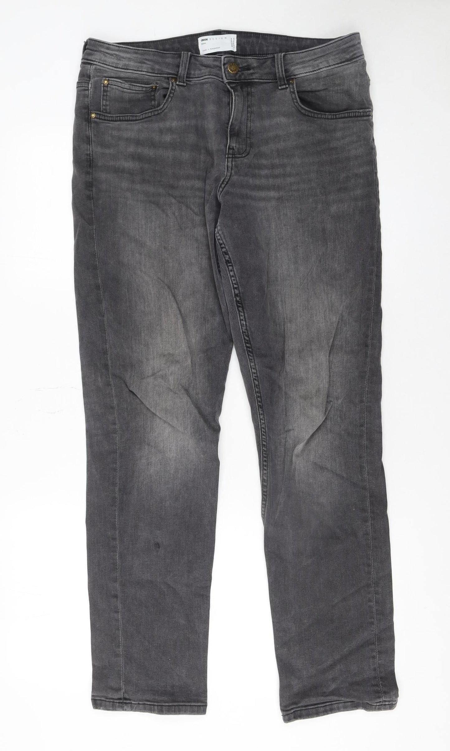 Mens UK Size 32 ASOS Design Regular Fit Straight Grey Jeans