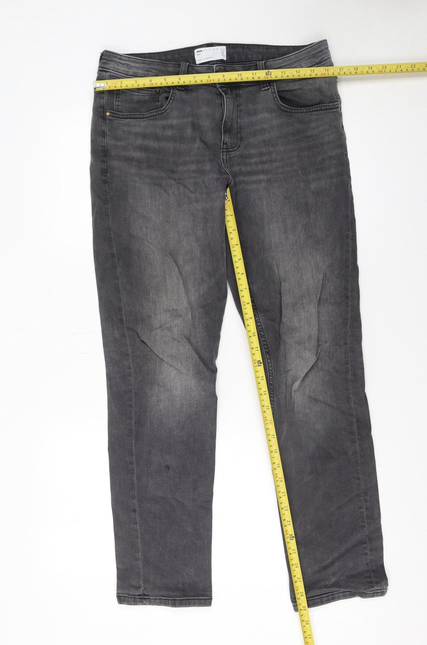 Mens UK Size 32 ASOS Design Regular Fit Straight Grey Jeans