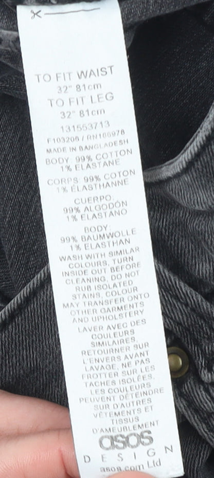 Mens UK Size 32 ASOS Design Regular Fit Straight Grey Jeans