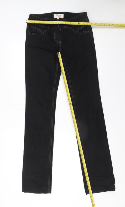 Womens UK Size 8 Etam Slim Fit Straight Black Jeans