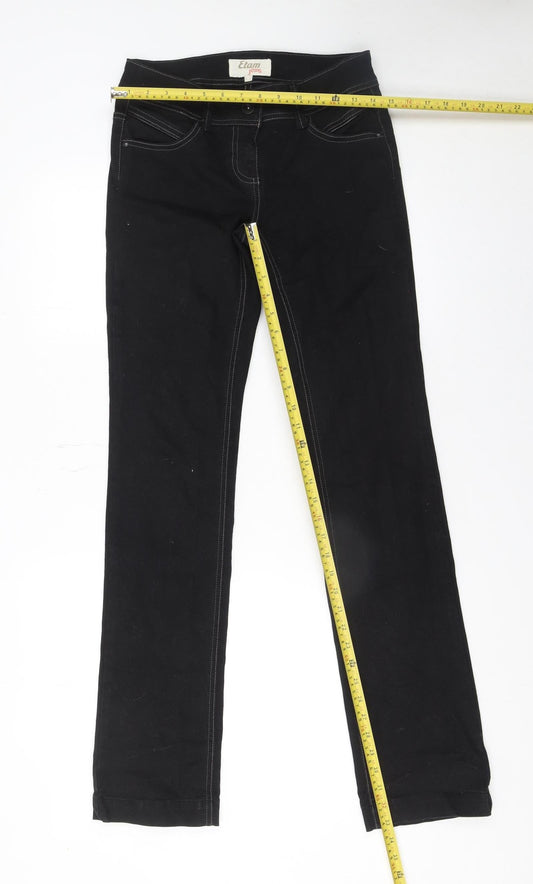 Womens UK Size 8 Etam Slim Fit Straight Black Jeans