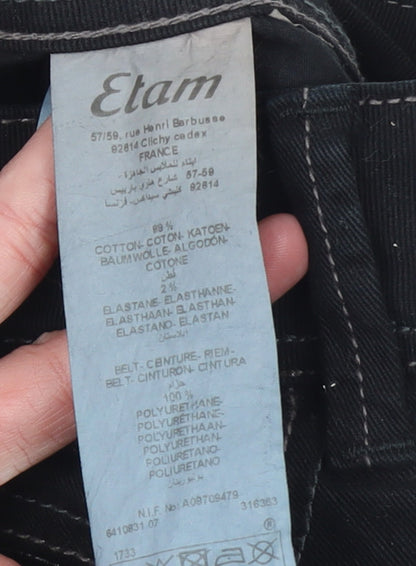 Womens UK Size 8 Etam Slim Fit Straight Black Jeans