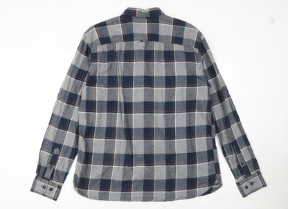 Jack & Jones Men's Blue Checked Flannel Button-Up Shirt XXL