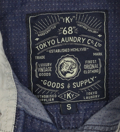 Tokyo Laundry Men's Blue Cotton Long Sleeve Button-Up Shirt S