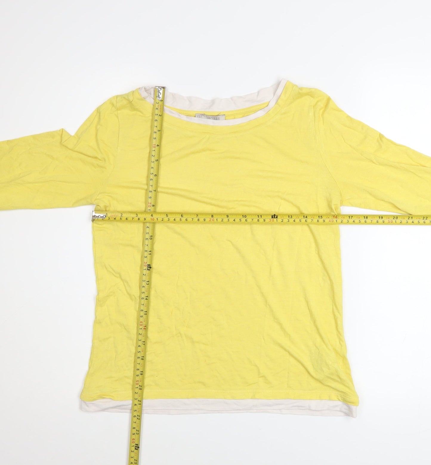 Womens UK Size S Hobbs Yellow Basic T-Shirt
