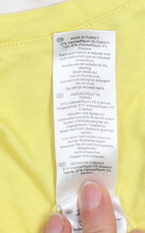 Womens UK Size S Hobbs Yellow Basic T-Shirt