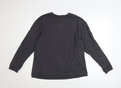 Oner Active Men's Black Long Sleeve Cotton Crew Neck Top M