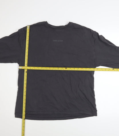 Oner Active Men's Black Long Sleeve Cotton Crew Neck Top M