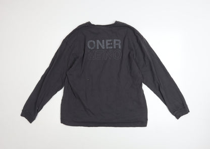 Oner Active Men's Black Long Sleeve Cotton Crew Neck Top M