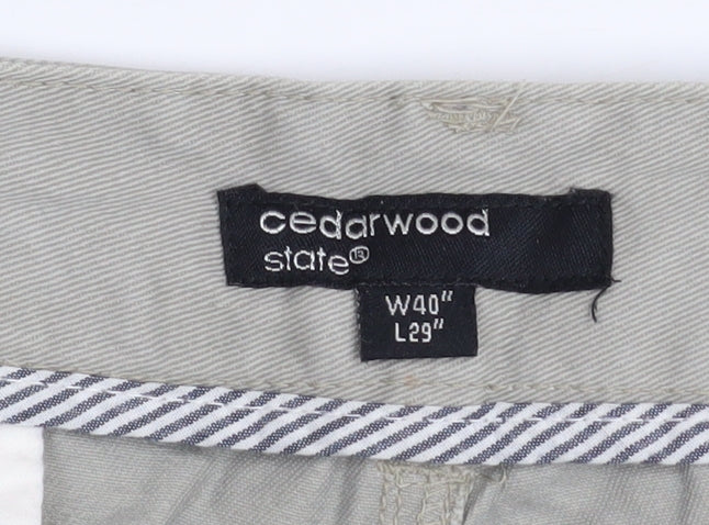 Mens UK Size L Cedarwood State Regular Fit Chino Beige Trousers