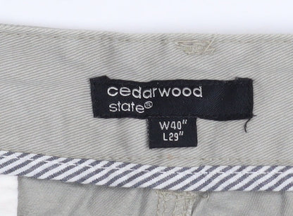 Mens UK Size L Cedarwood State Regular Fit Chino Beige Trousers