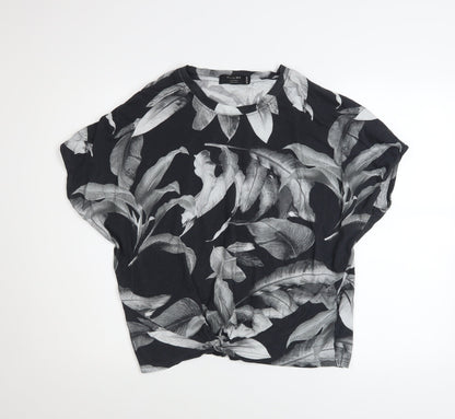 Womens UK Size 12 Religion Black Cropped T-Shirt