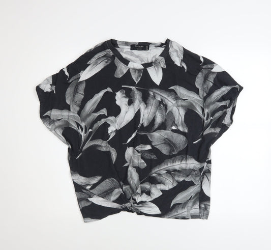 Womens UK Size 12 Religion Black Cropped T-Shirt