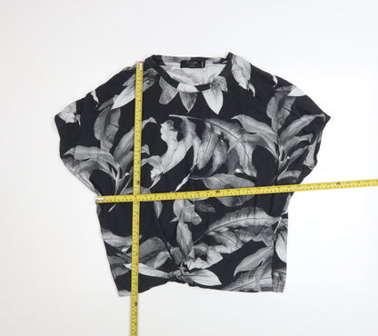 Womens UK Size 12 Religion Black Cropped T-Shirt