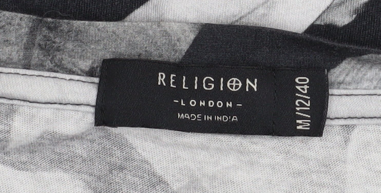 Womens UK Size 12 Religion Black Cropped T-Shirt