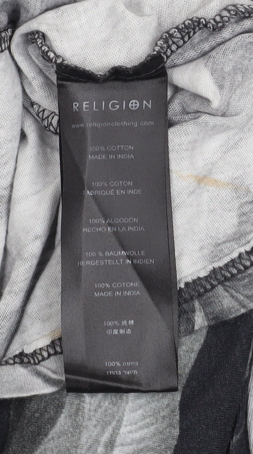 Womens UK Size 12 Religion Black Cropped T-Shirt