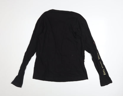 100% Speedlab Men Black Long Sleeve Cotton Graphic Top M