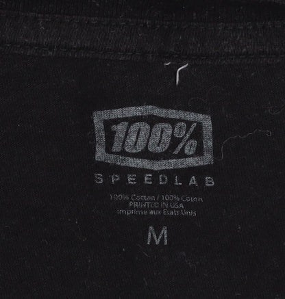 100% Speedlab Men Black Long Sleeve Cotton Graphic Top M
