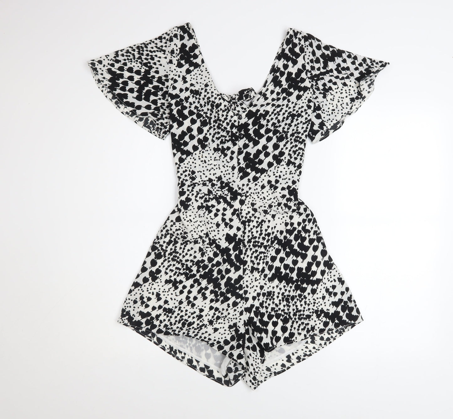 Womens UK Size S Zara One-Piece Black Playsuit
