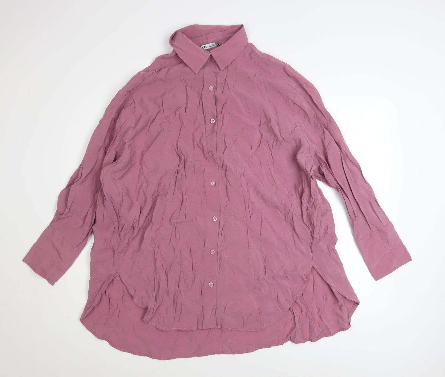 Womens UK Size S Zara Pink Basic Button-Up