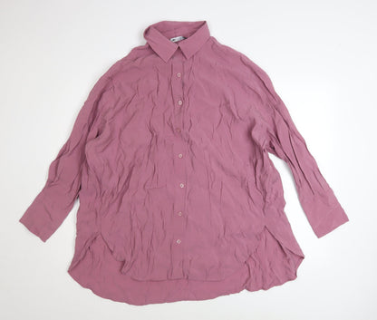 Womens UK Size S Zara Pink Basic Button-Up