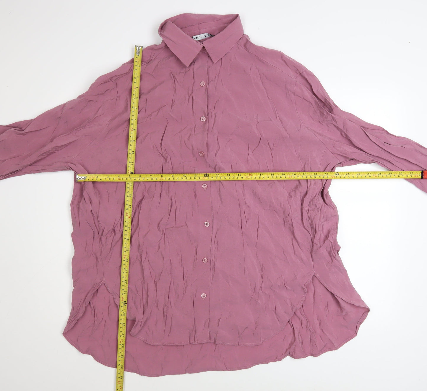 Womens UK Size S Zara Pink Basic Button-Up