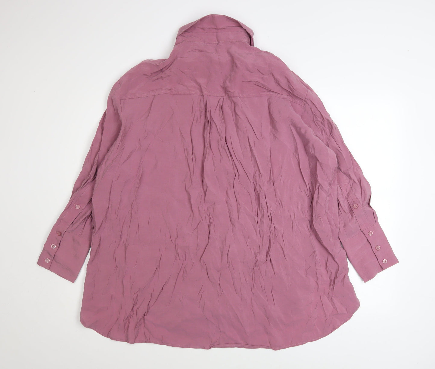 Womens UK Size S Zara Pink Basic Button-Up