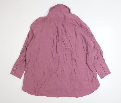 Womens UK Size S Zara Pink Basic Button-Up