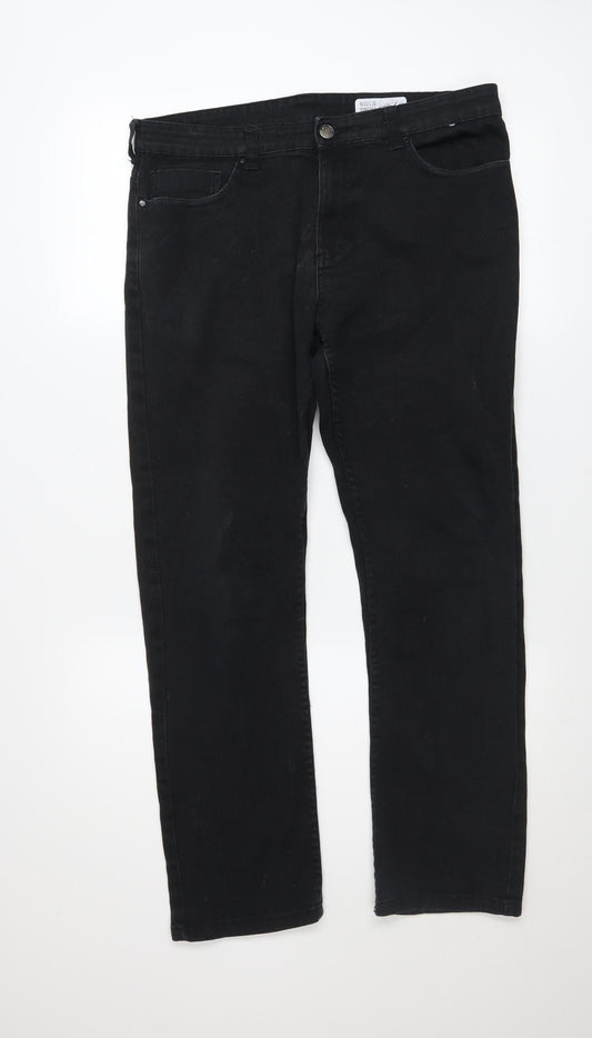 Mens UK Size M Denim Co. Regular Fit Straight Black Jeans