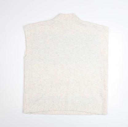 Tu Women’s Ivory Fair Isle Knit Sleeveless Mock Neck Jumper Size 18
