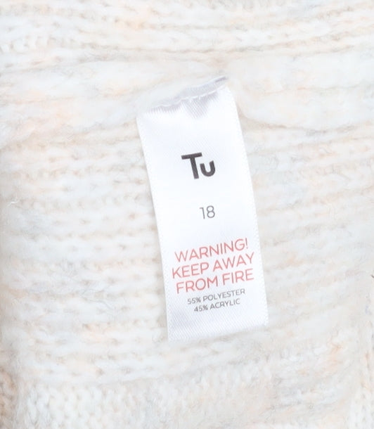 Tu Women’s Ivory Fair Isle Knit Sleeveless Mock Neck Jumper Size 18