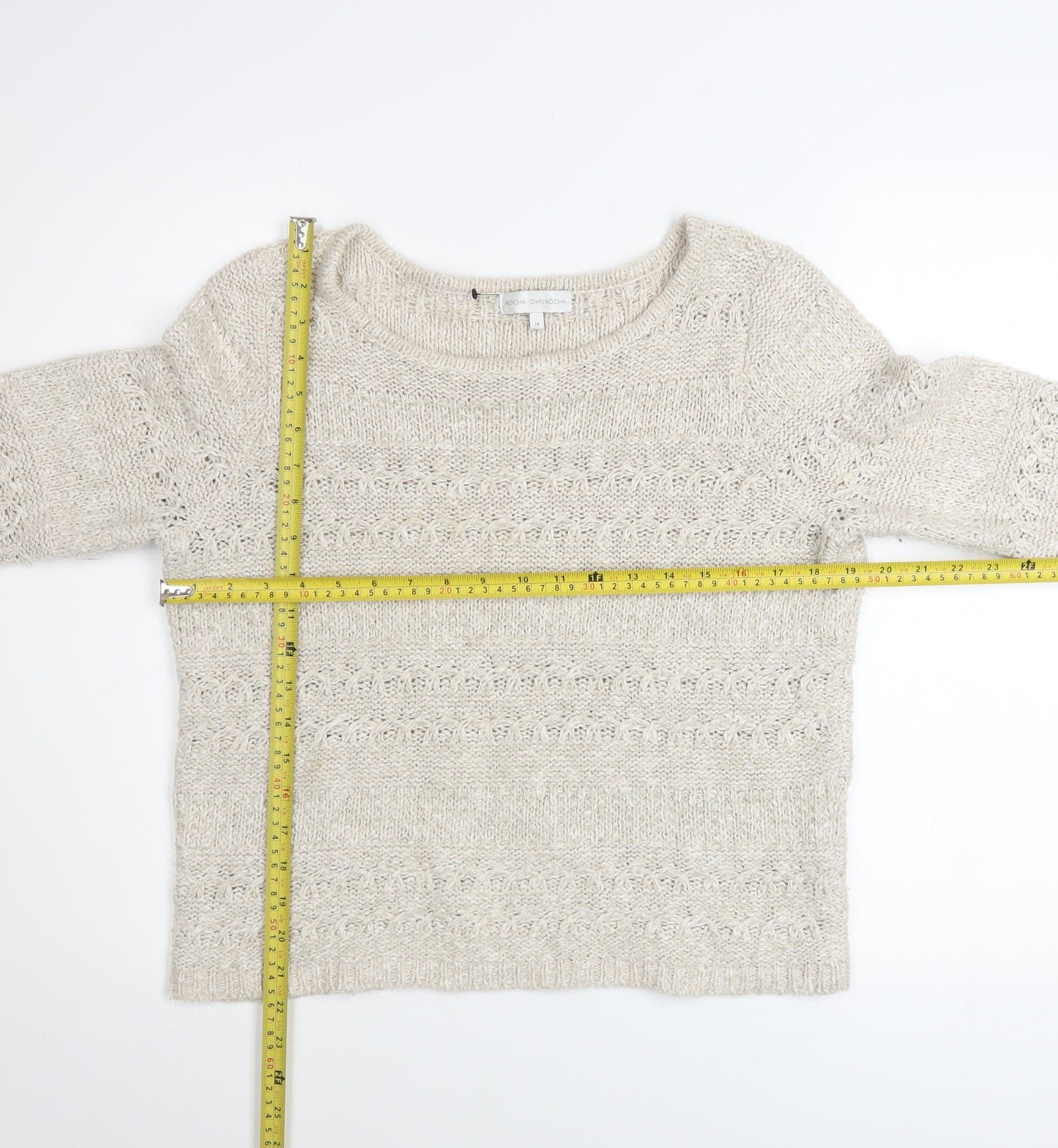 Womens UK Size 14 John Rocha Beige Pullover Jumper