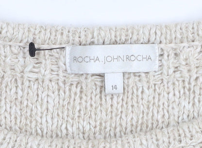 Womens UK Size 14 John Rocha Beige Pullover Jumper