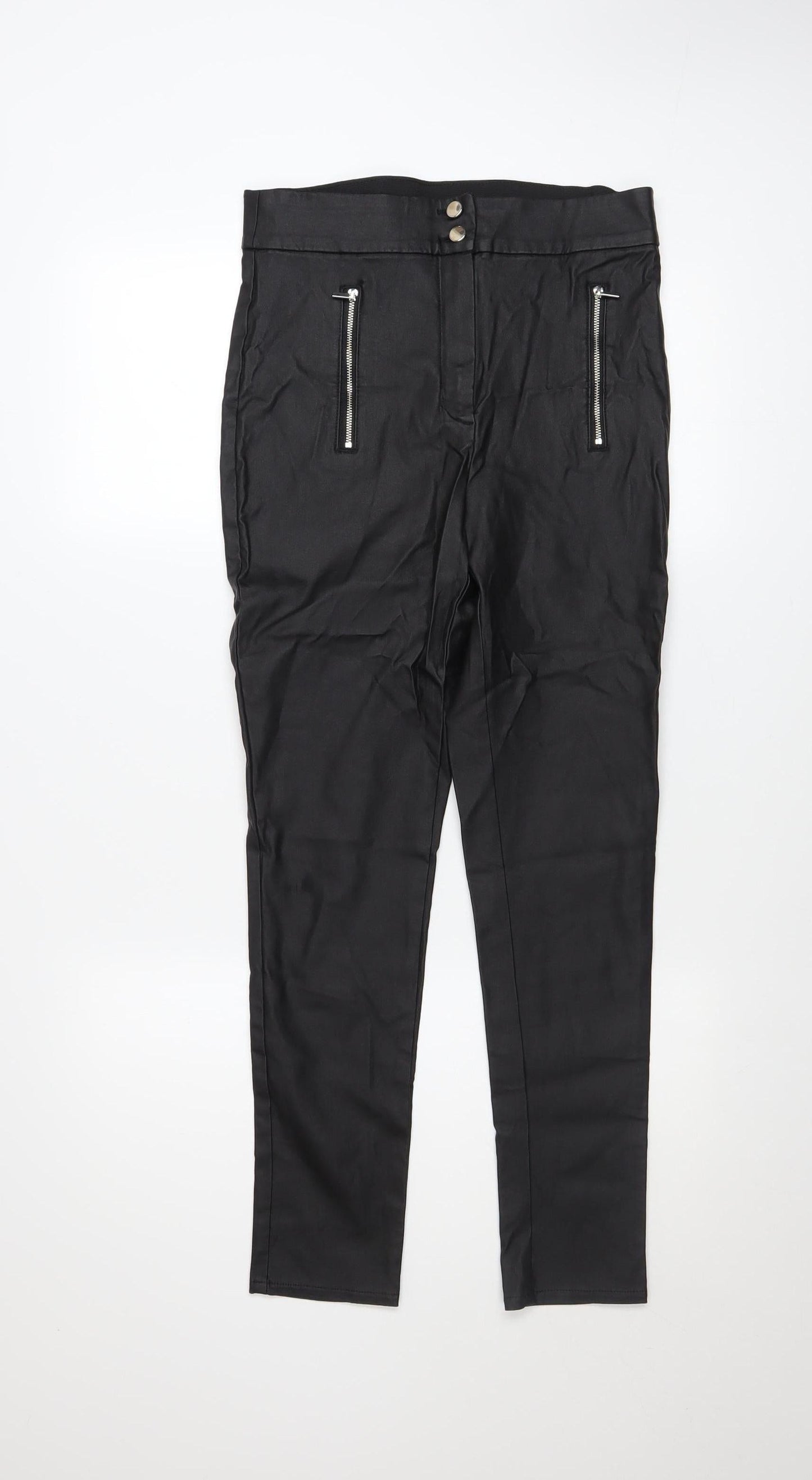 Womens UK Size 12 F&F Slim Fit Casual Party/Cocktail Black Trousers