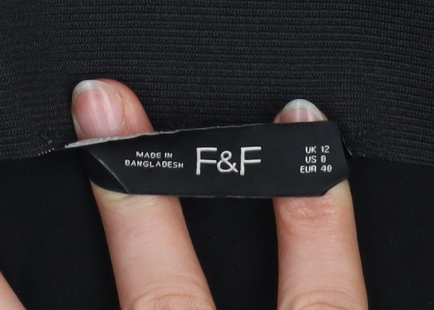 Womens UK Size 12 F&F Slim Fit Casual Party/Cocktail Black Trousers