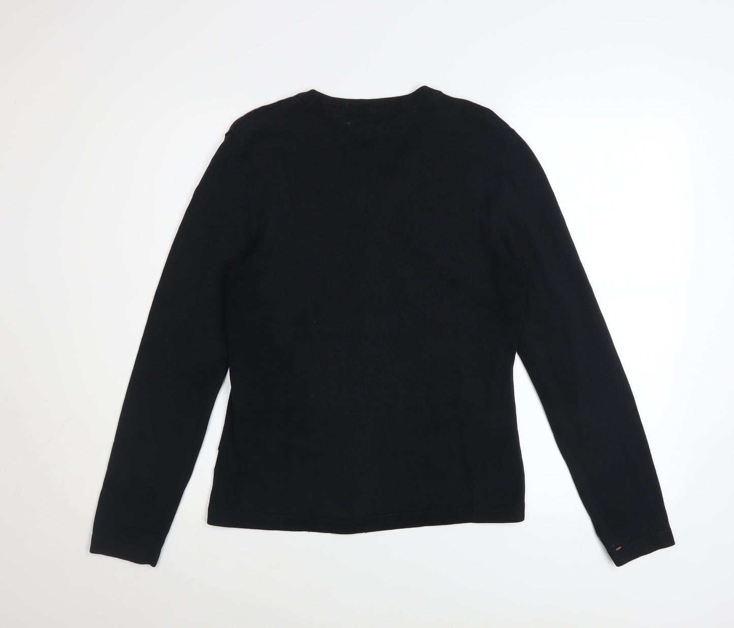 Womens UK Size M Tommy Hilfiger Black Henley Jumper