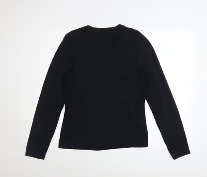 Womens UK Size M Tommy Hilfiger Black Henley Jumper