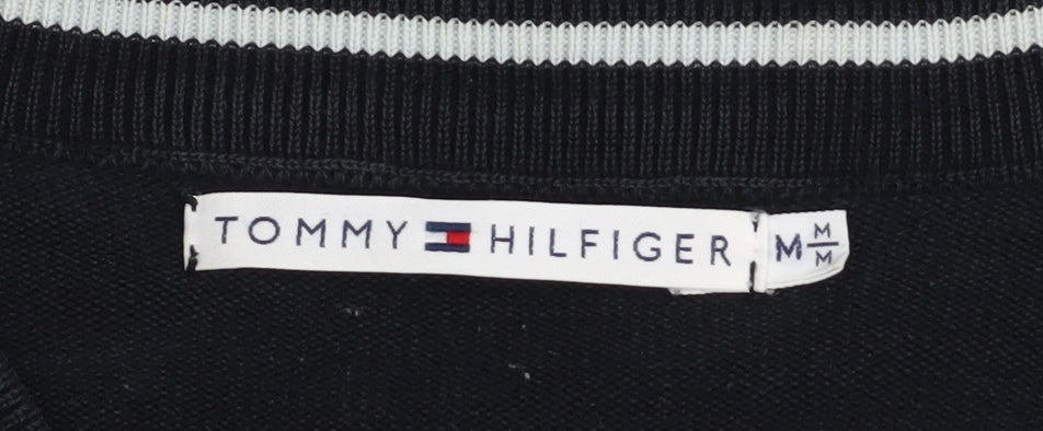 Womens UK Size M Tommy Hilfiger Black Henley Jumper