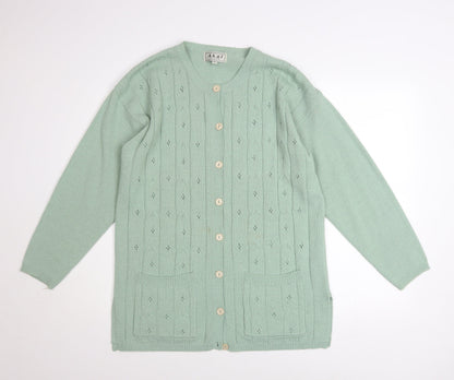 Womens UK Size L Akal Collection Green Cardigan Jumper
