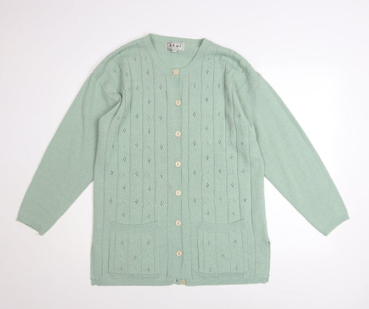 Womens UK Size L Akal Collection Green Cardigan Jumper