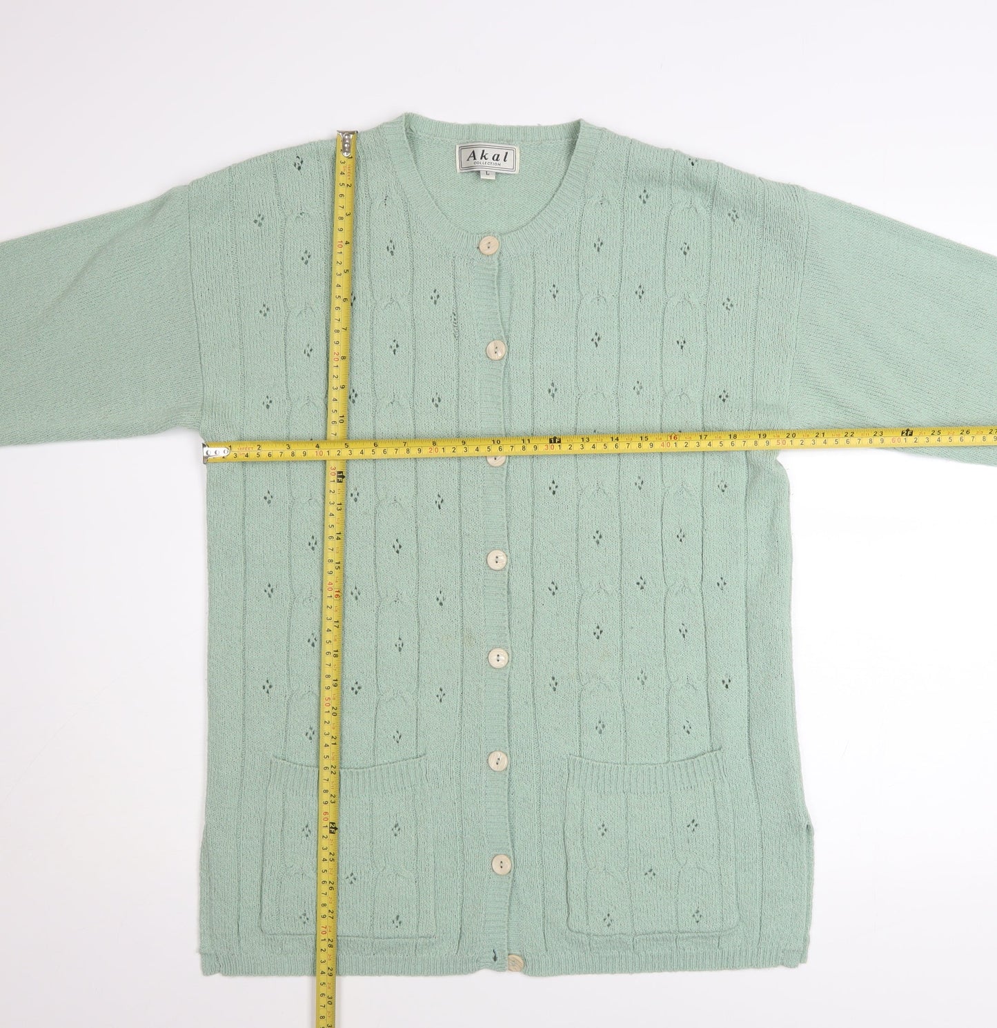 Womens UK Size L Akal Collection Green Cardigan Jumper