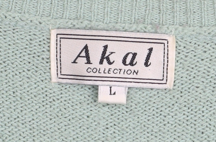 Womens UK Size L Akal Collection Green Cardigan Jumper