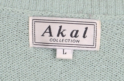 Womens UK Size L Akal Collection Green Cardigan Jumper